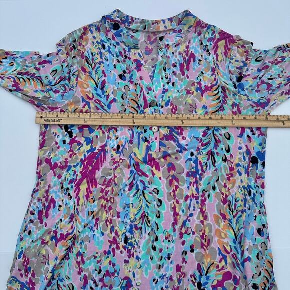 Blush Floral Long Sleeve Dress Women’s Size Large L Transitional Spring Beachy - Picture 9 of 11